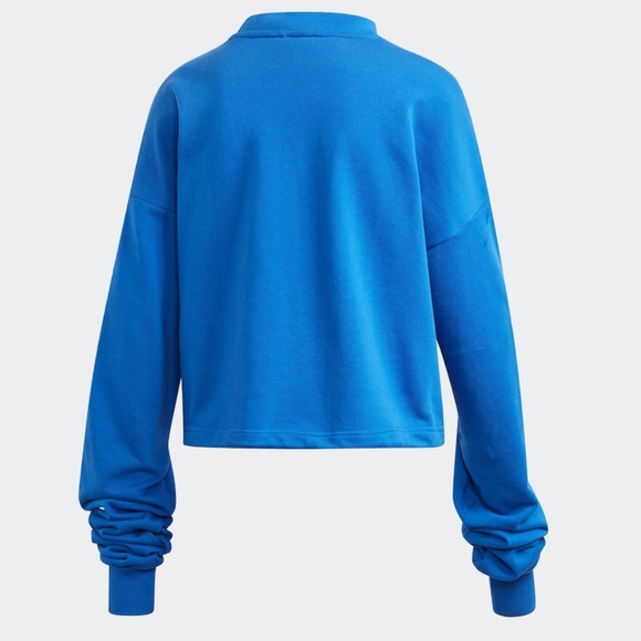 Adidas Oversized Crop sweater cinch waist Blue M - Picture 5 of 14